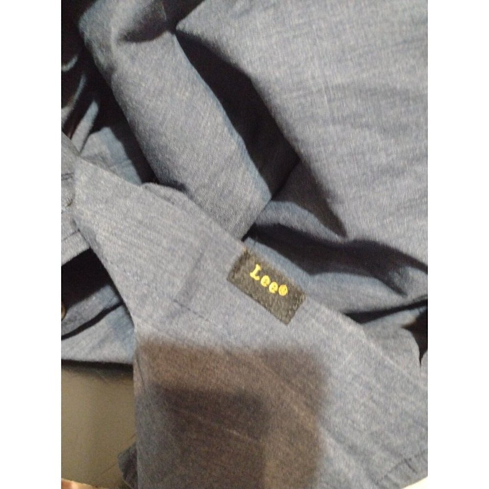 NWT New Men's Lee Easy Care Soft Handfeel Long Sleeve Button Shirt XL Blue - Picture 9 of 12